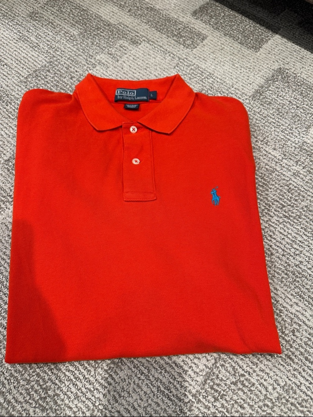 Polo by Ralph Lauren Bright Red Short-Sleeve Polo with Blue Pony Large